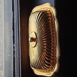 Vintage Gold Plated Butter Dish with Glass Insert